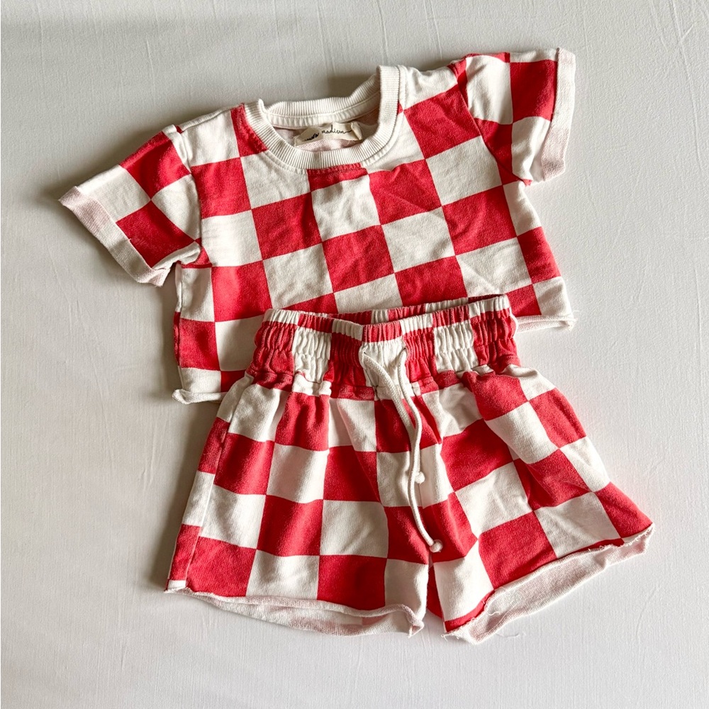 Nora Madison Red and White crop Checkered Set
